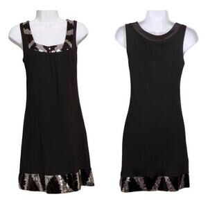 Express XS Black & silver sequin sleeveless cocktail party mini dress